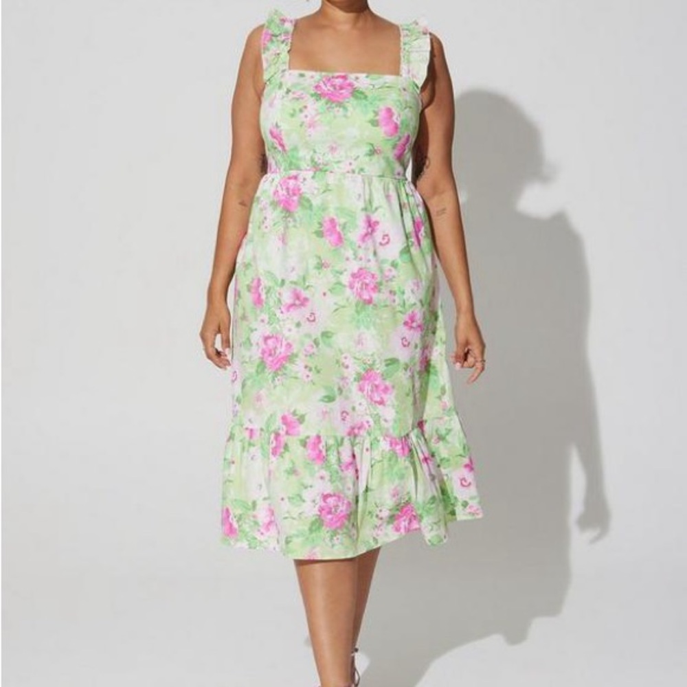 Torrid Mini Poplin Tiered Ruffle Strap Dress - Size 0